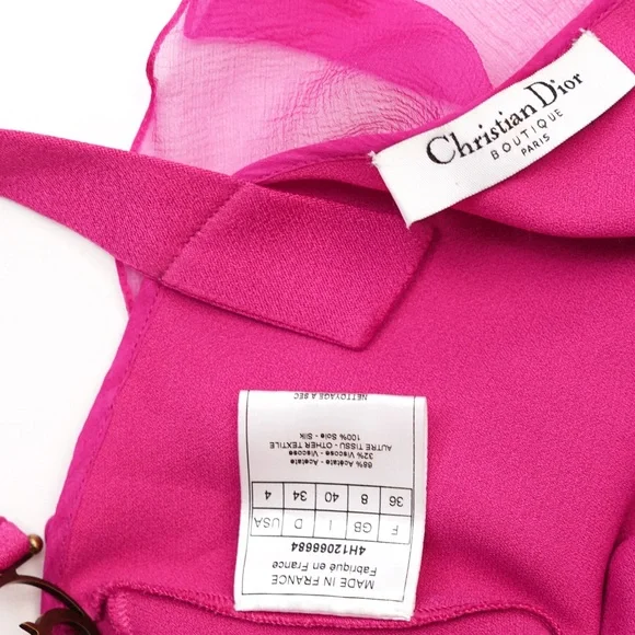 Christian Dior Pink Chiffon Gown With Metal Logo Straps
